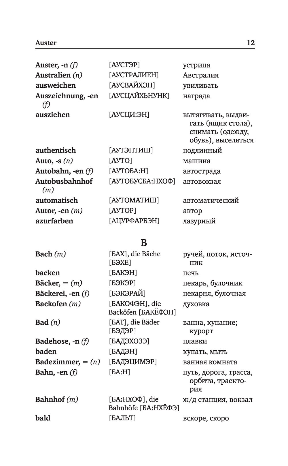 Перевести немецкие слова на русский язык